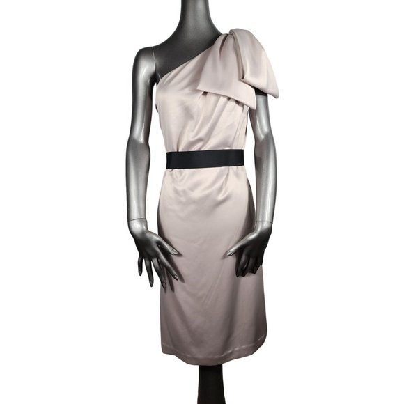 Lela Rose NWT One Shoulder Dress Bow Sand Party Wedding 12 - Picture 2 of 5